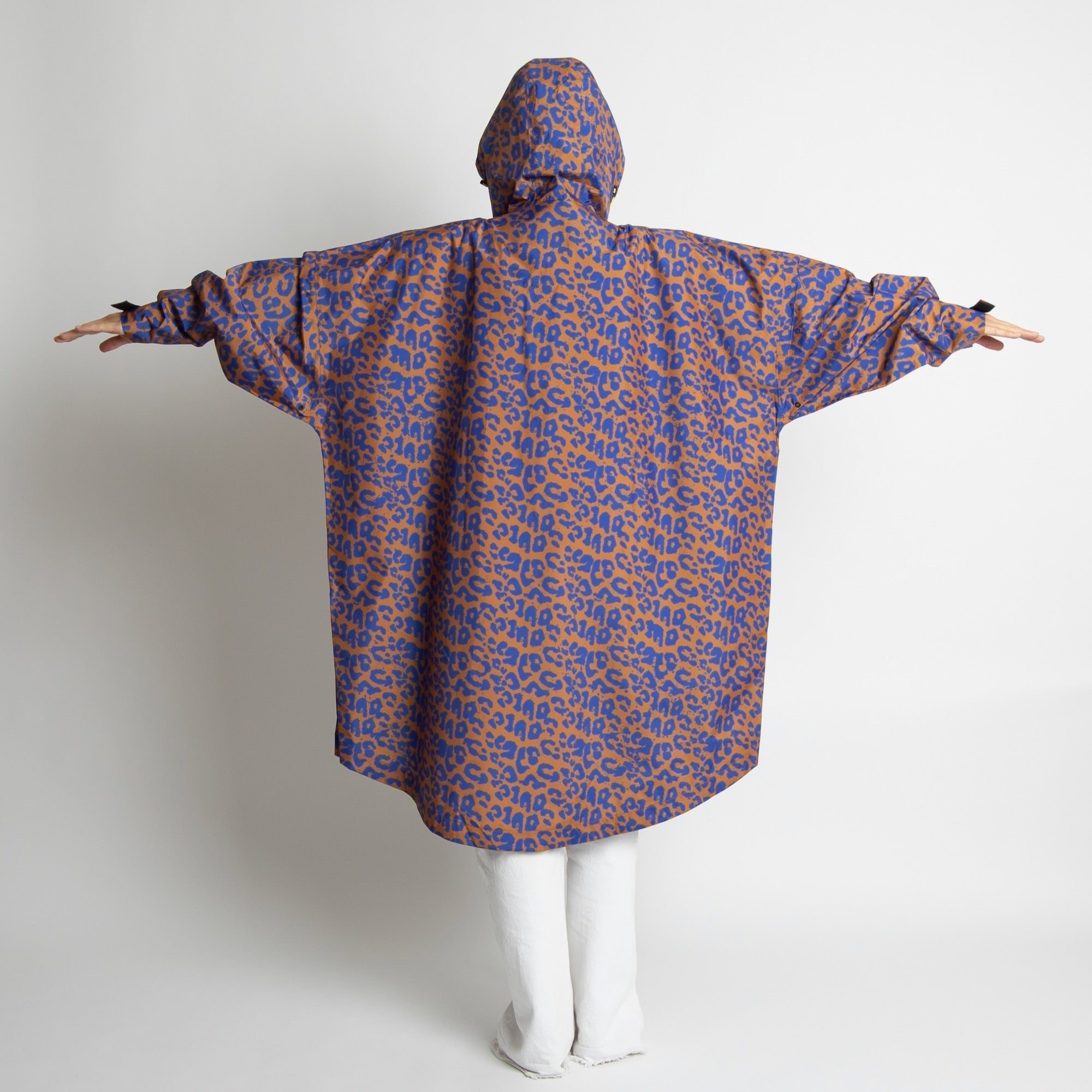 Recycled Rain Poncho - leo blue/caramel