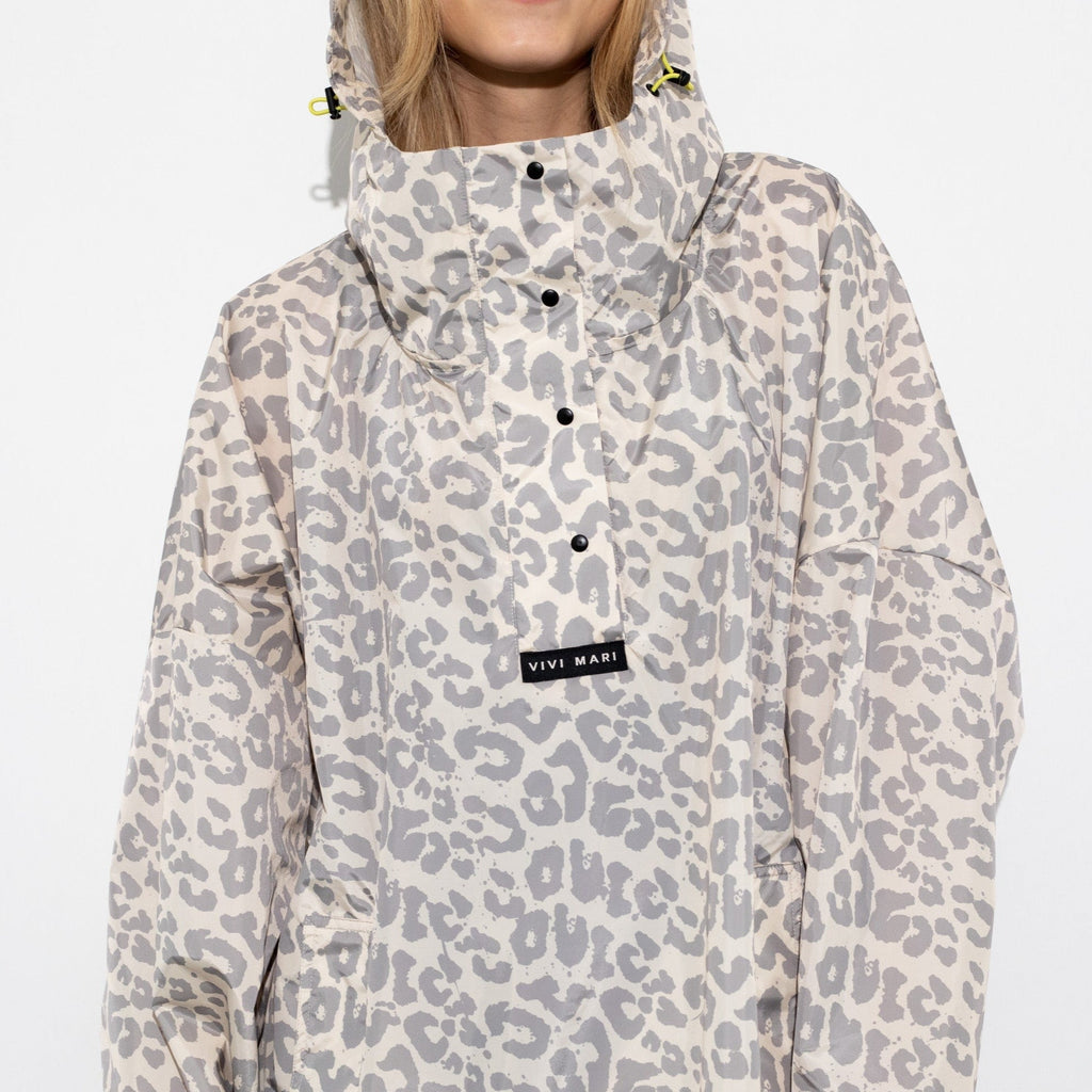 Recycled Rain Poncho - leo grey/sand