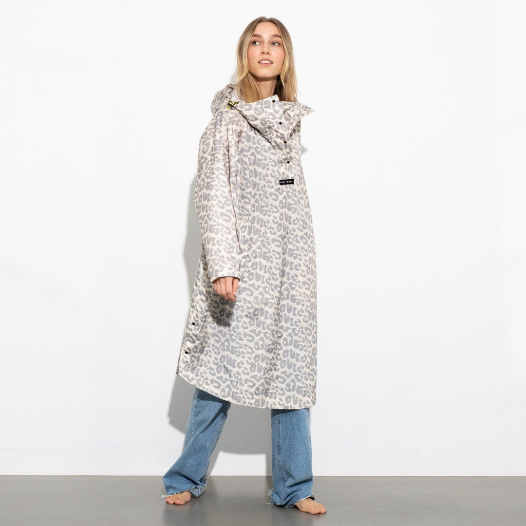 Recycled Rain Poncho - leo grey/sand