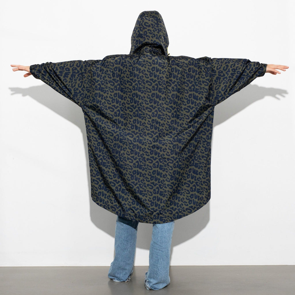 Recycled Rain Poncho - leo navy/olive