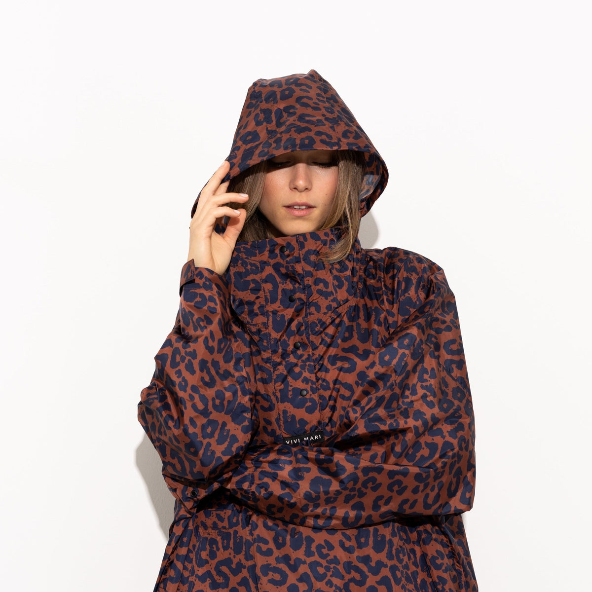 Recycled Rain Poncho - leo navy/rust