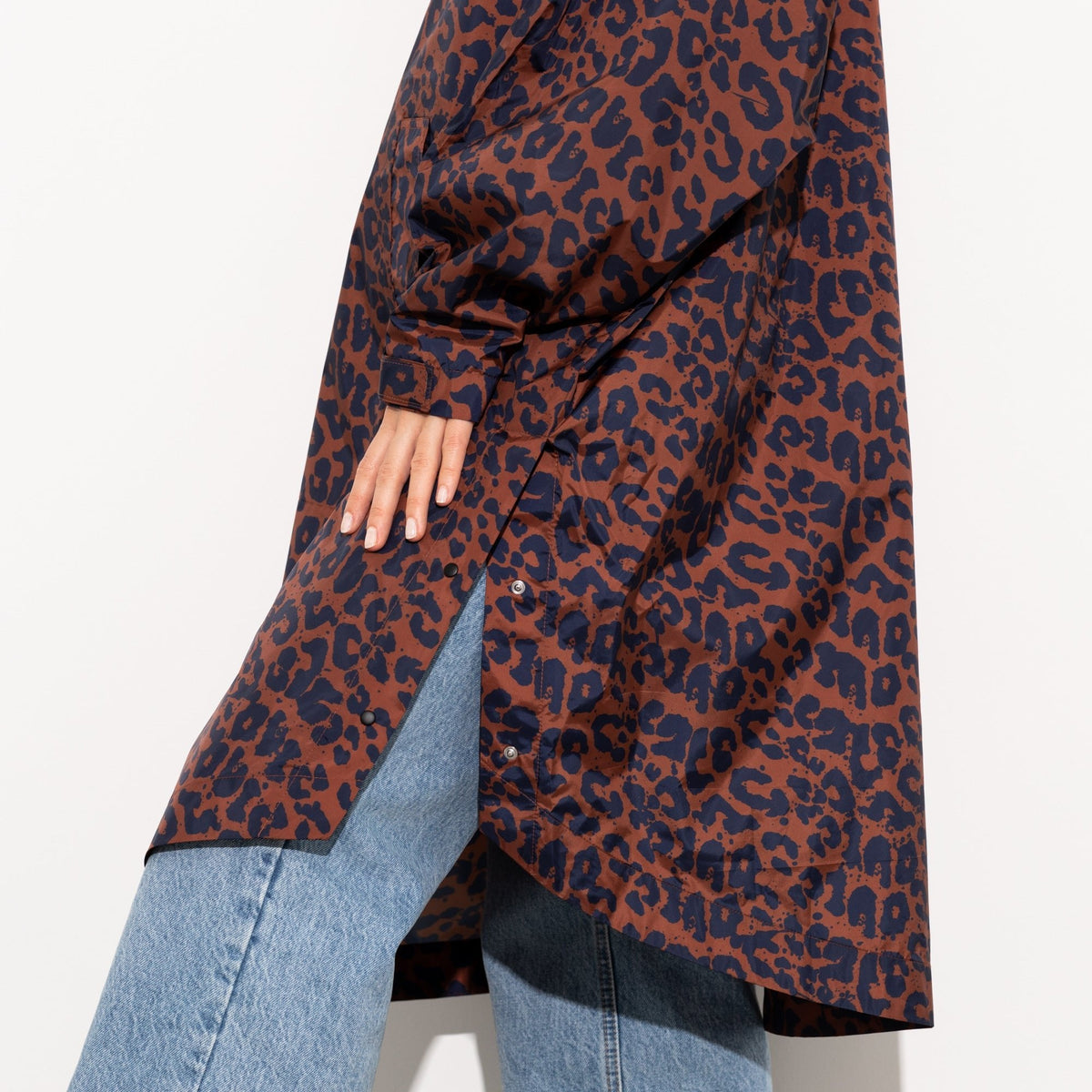 Recycled Rain Poncho - leo navy/rust