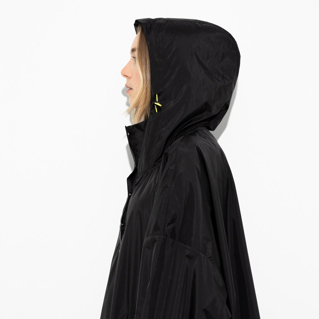 Recycled Rain Poncho - drops black olive