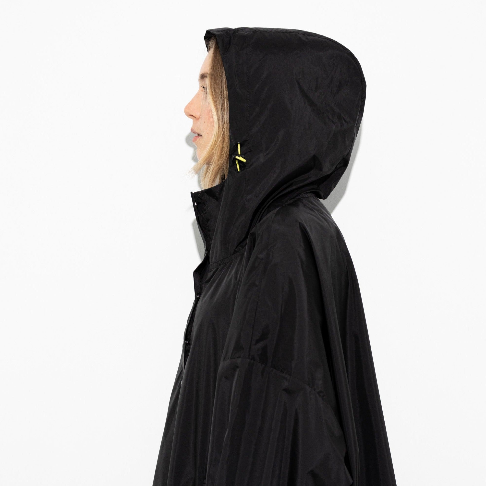 Recycled Rain Poncho - drops black olive