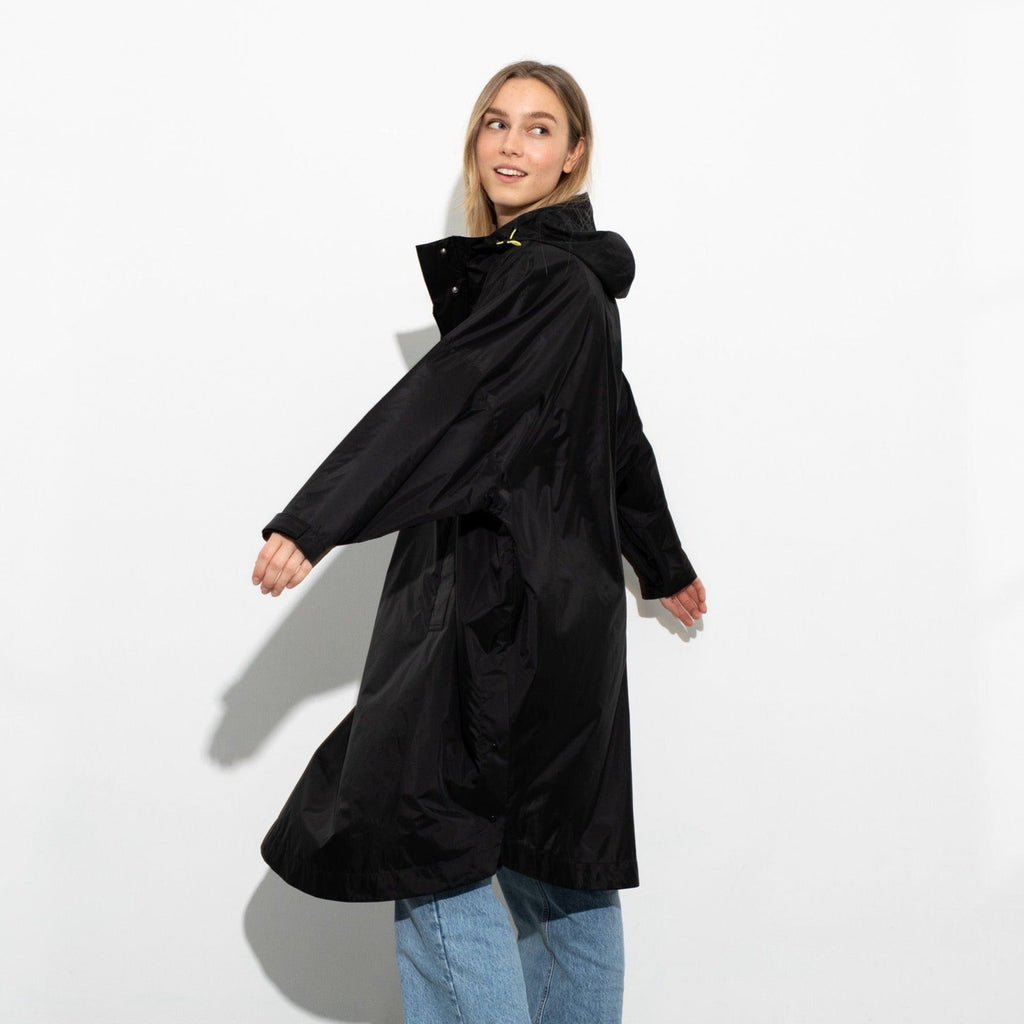 Recycled Rain Poncho - drops black olive