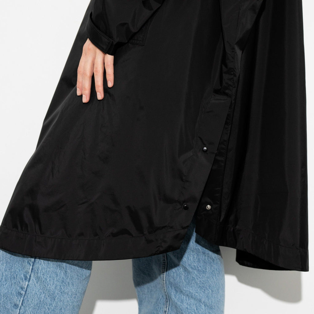 Recycled Rain Poncho - drops black olive